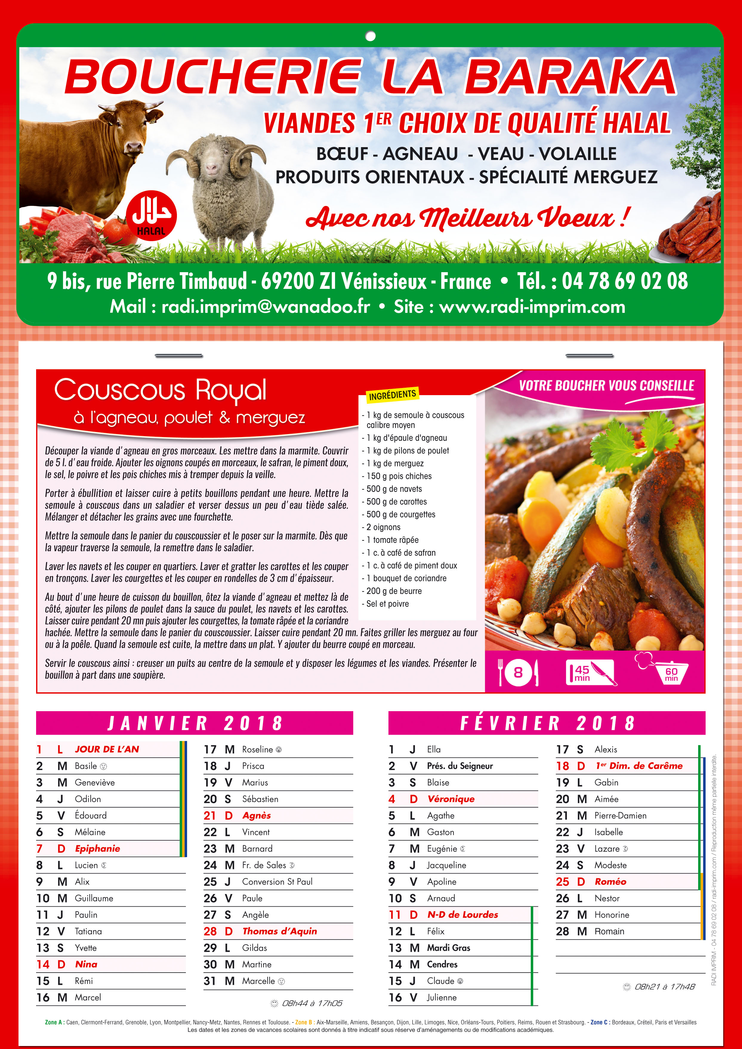 calendrier couleur